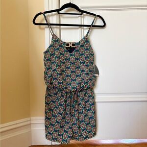 NWT City Triangles Navy and Gold Belted Romper size S